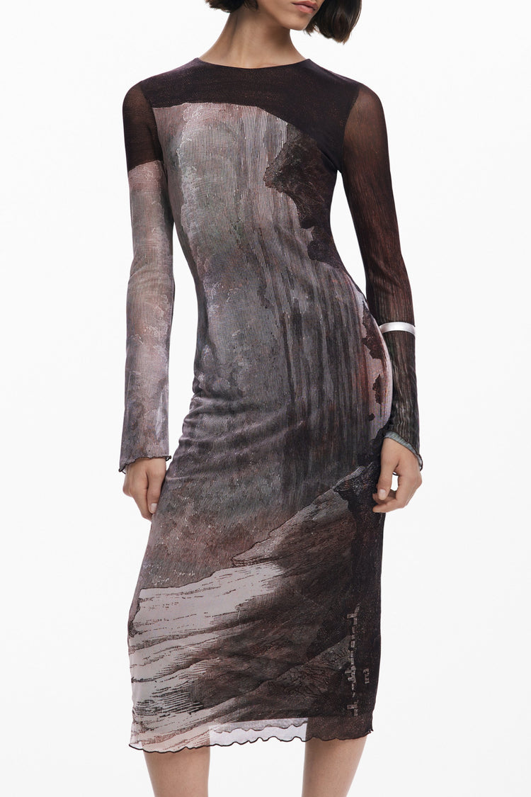 Vestido DESIGUAL de mulher castanho