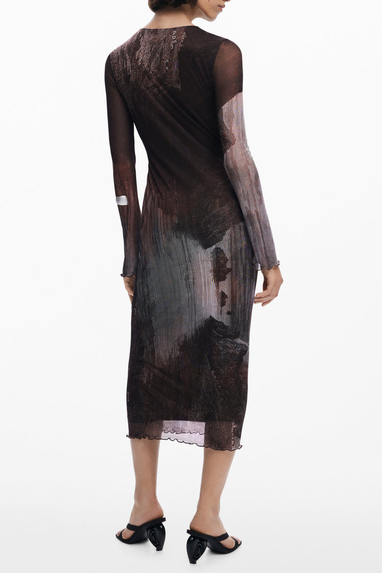Vestido DESIGUAL de mulher castanho