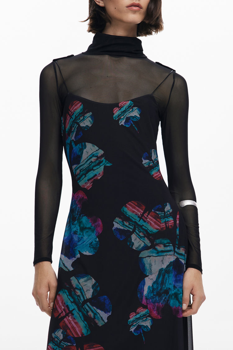 Vestido DESIGUAL de mulher preto