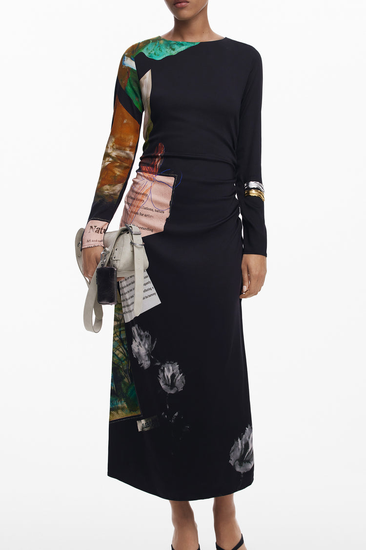 Vestido DESIGUAL de mulher preto