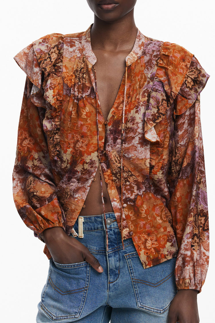 Camisa DESIGUAL de mulher laranja