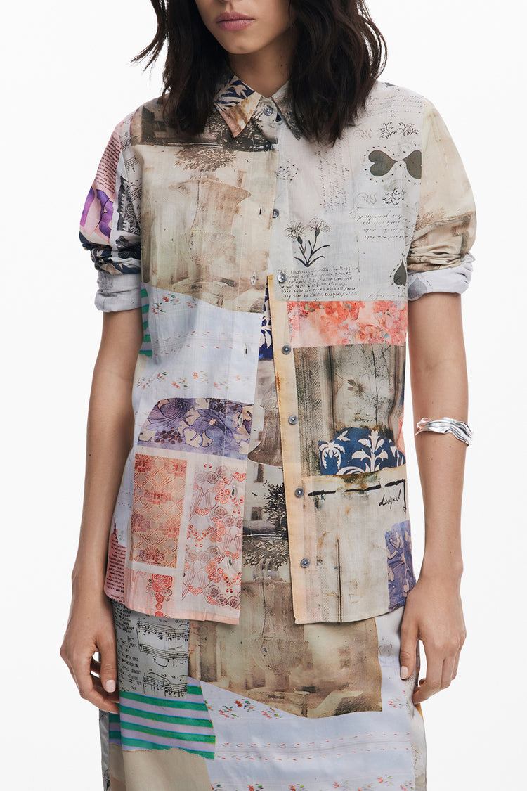 Camisa DESIGUAL de mulher bege