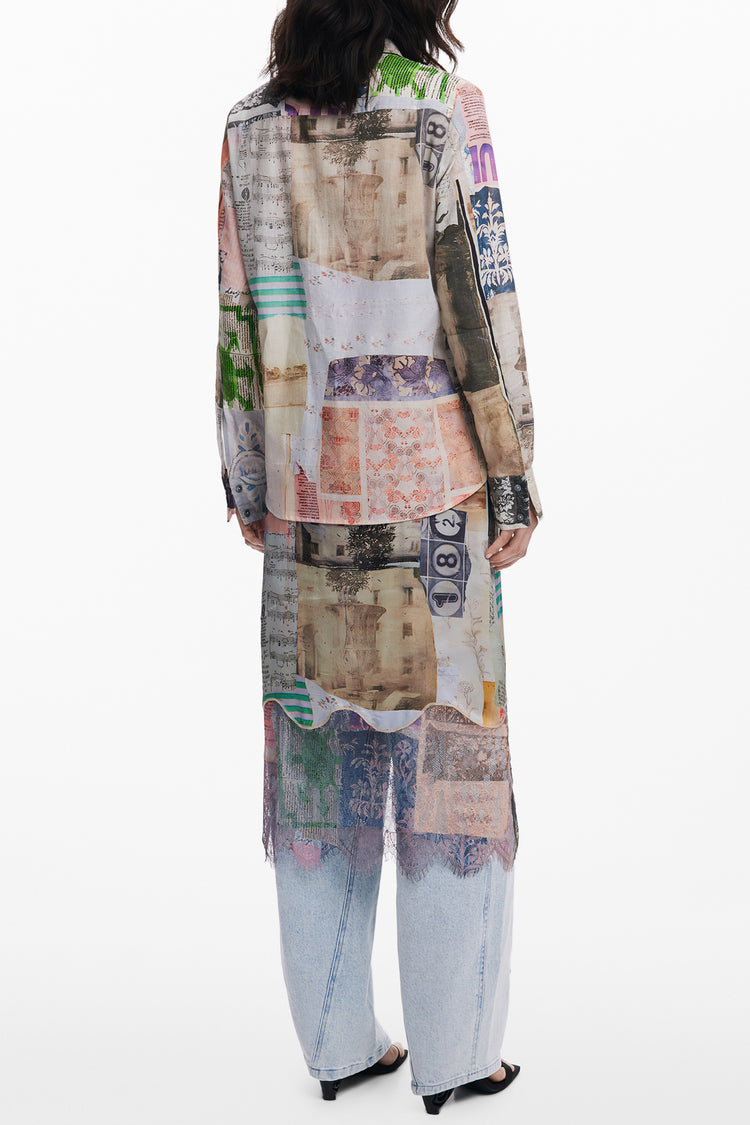 Camisa DESIGUAL de mulher bege