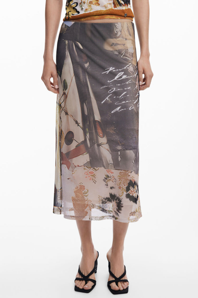 Saia DESIGUAL de mulher bege