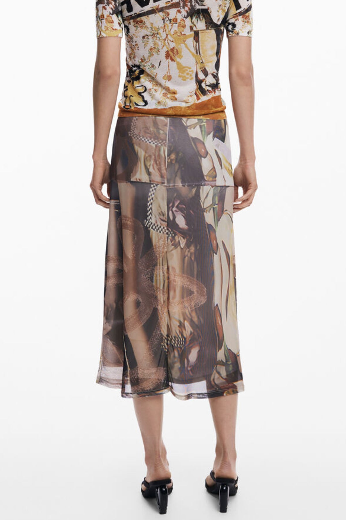 Saia DESIGUAL de mulher bege