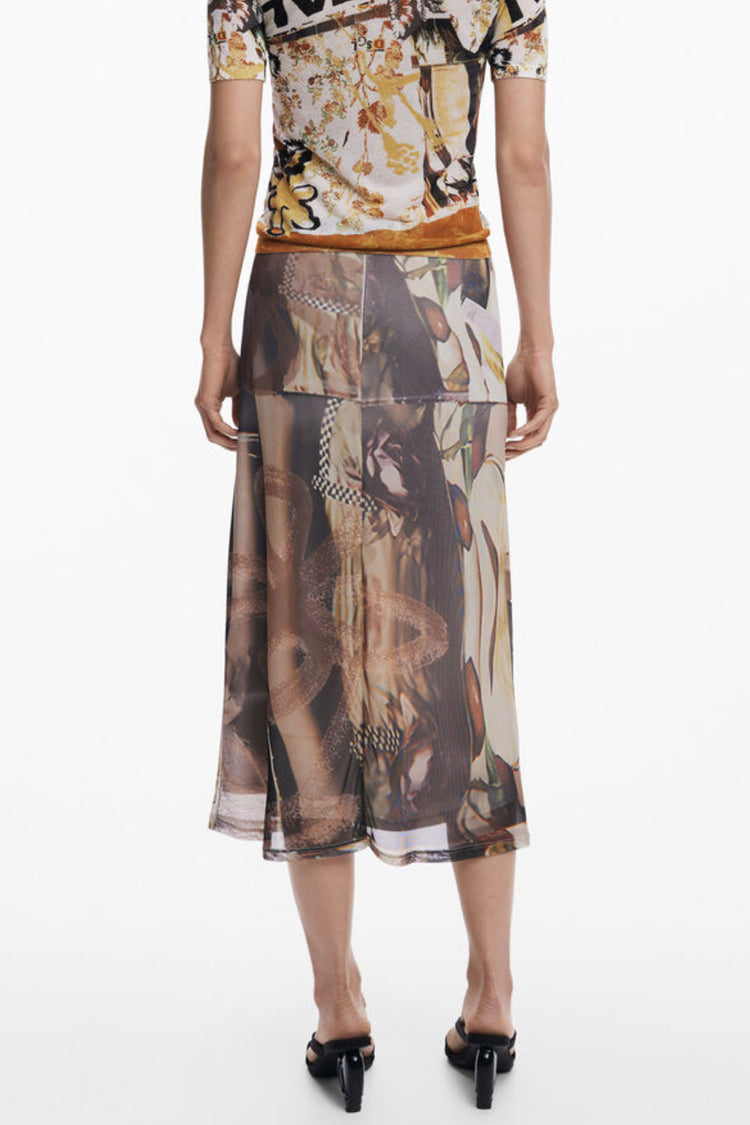 Saia DESIGUAL de mulher bege