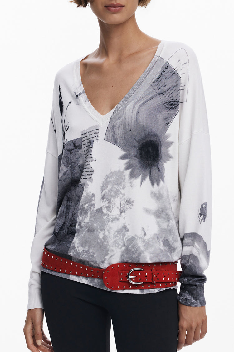 Camisola DESIGUAL de mulher branca