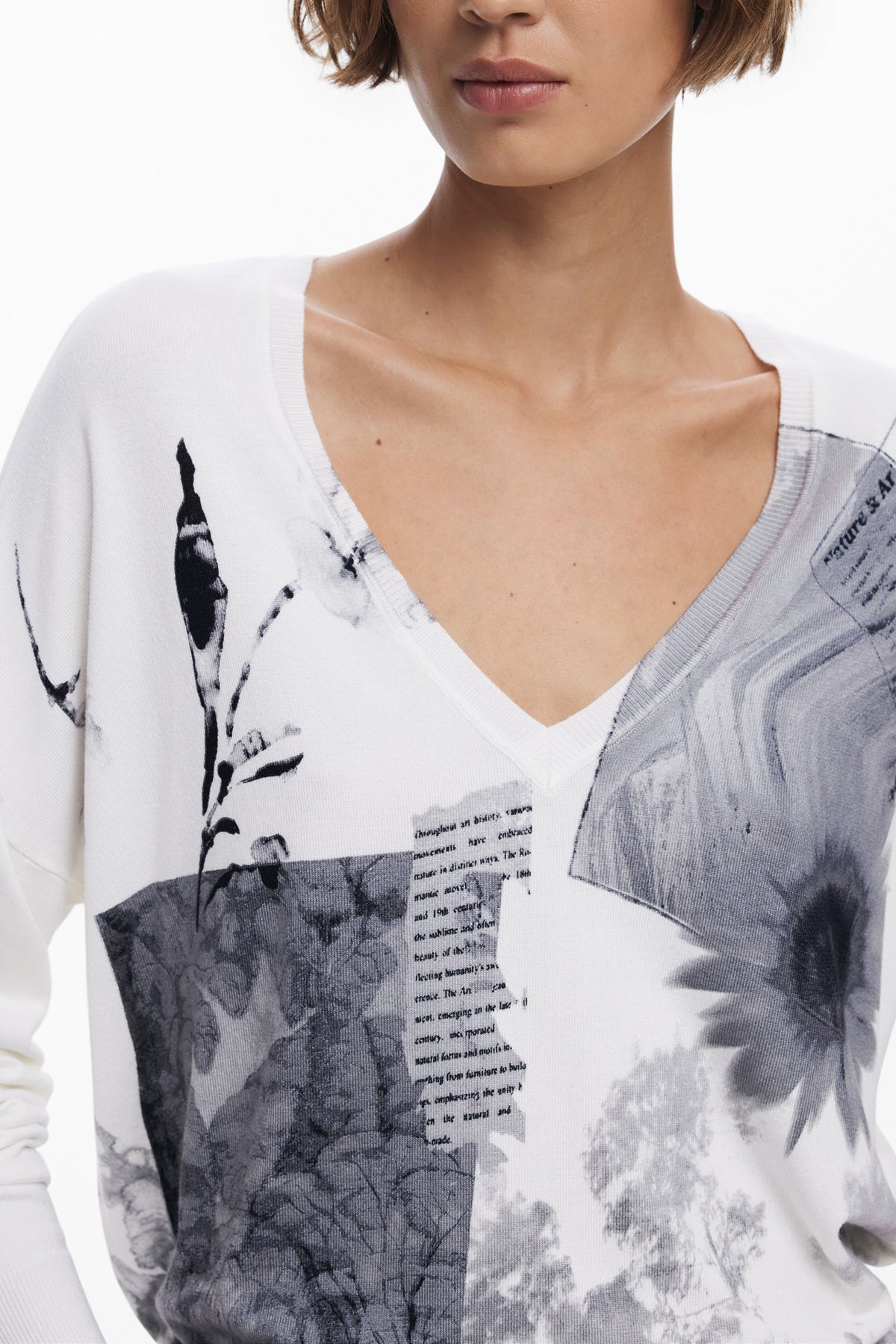 Camisola DESIGUAL de mulher branca