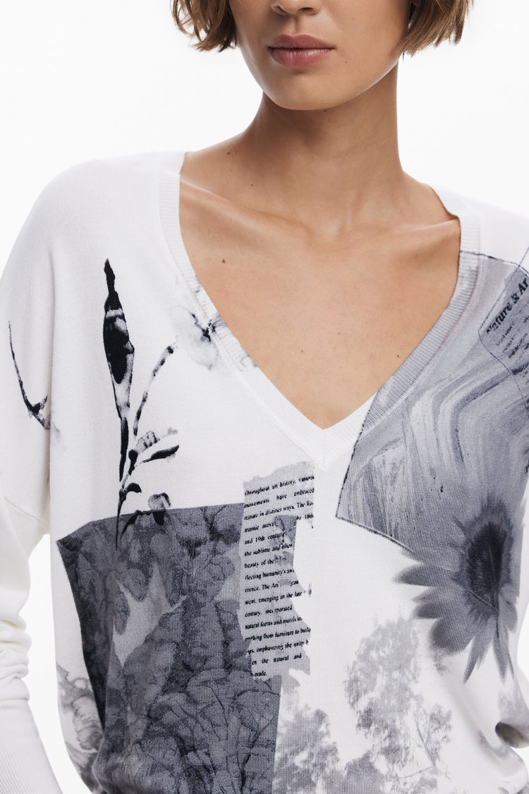 Camisola DESIGUAL de mulher branca
