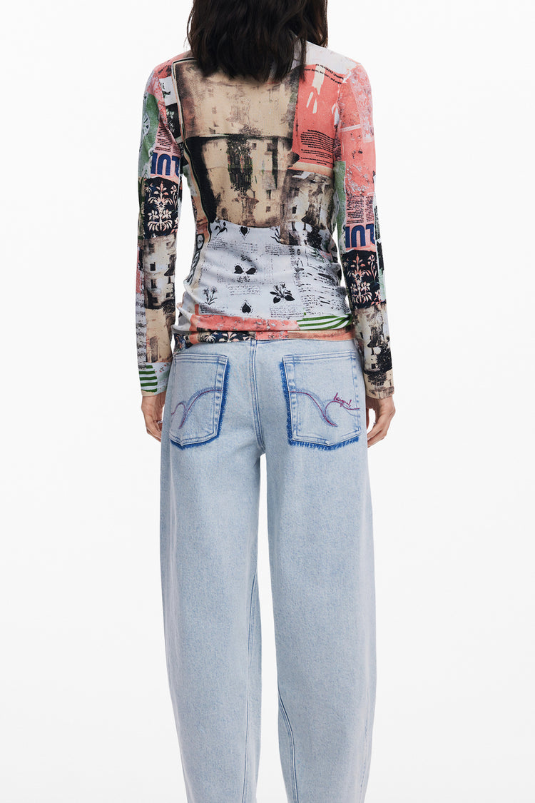 Camisola DESIGUAL de mulher rosa