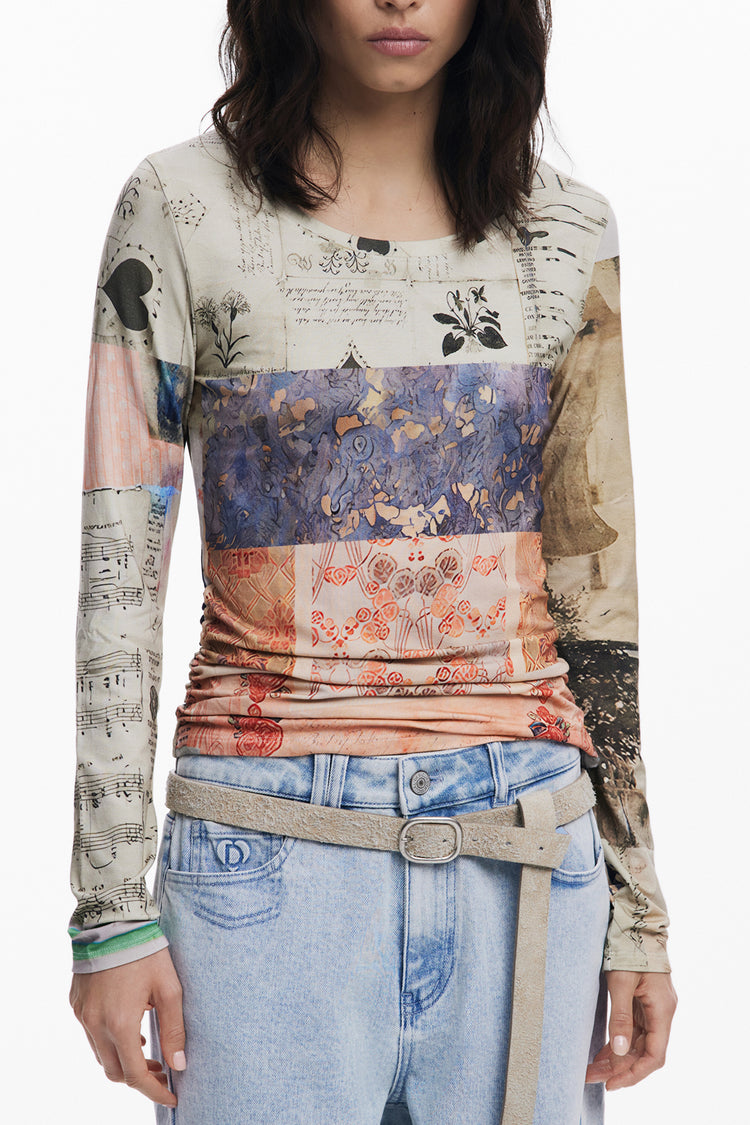 T-shirt DESIGUAL de mulher bege