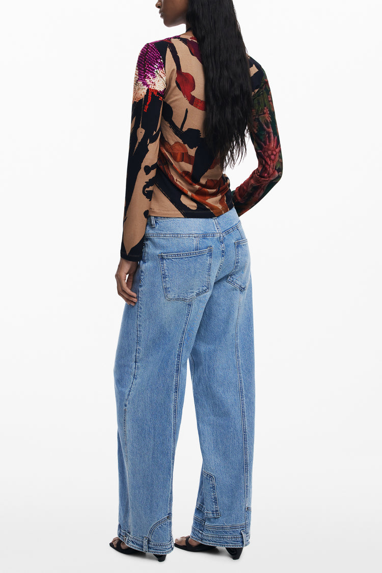 T-shirt DESIGUAL de mulher castanha