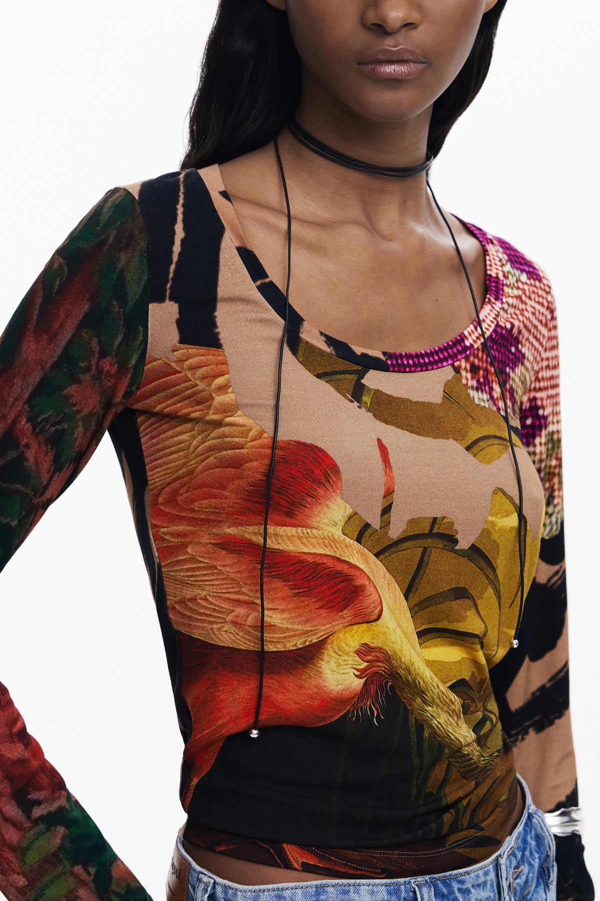 T-shirt DESIGUAL de mulher castanha