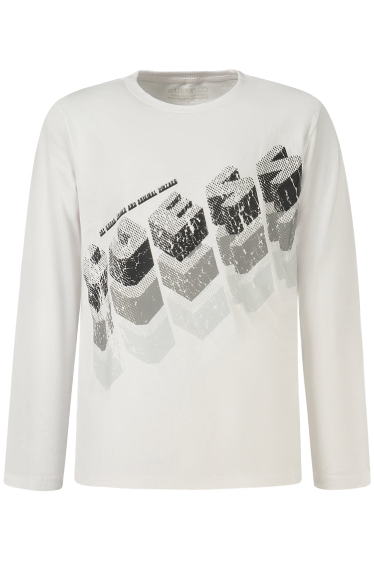 T-shirt GUESS JEANS de menino branca